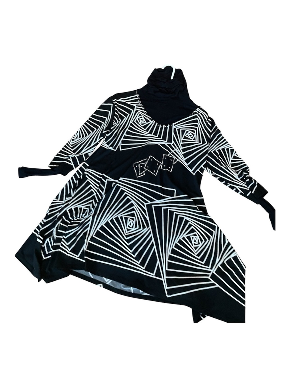 Black & White Geometric A-Line Turtleneck Dress and Tumic